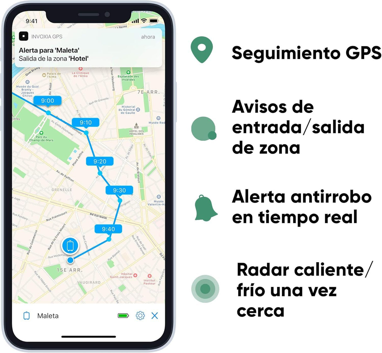 Invoxia Mini Tracker GPS - Localizador GPS pequeño con 3 meses de autonomía - Suscripción por 3 años incluida