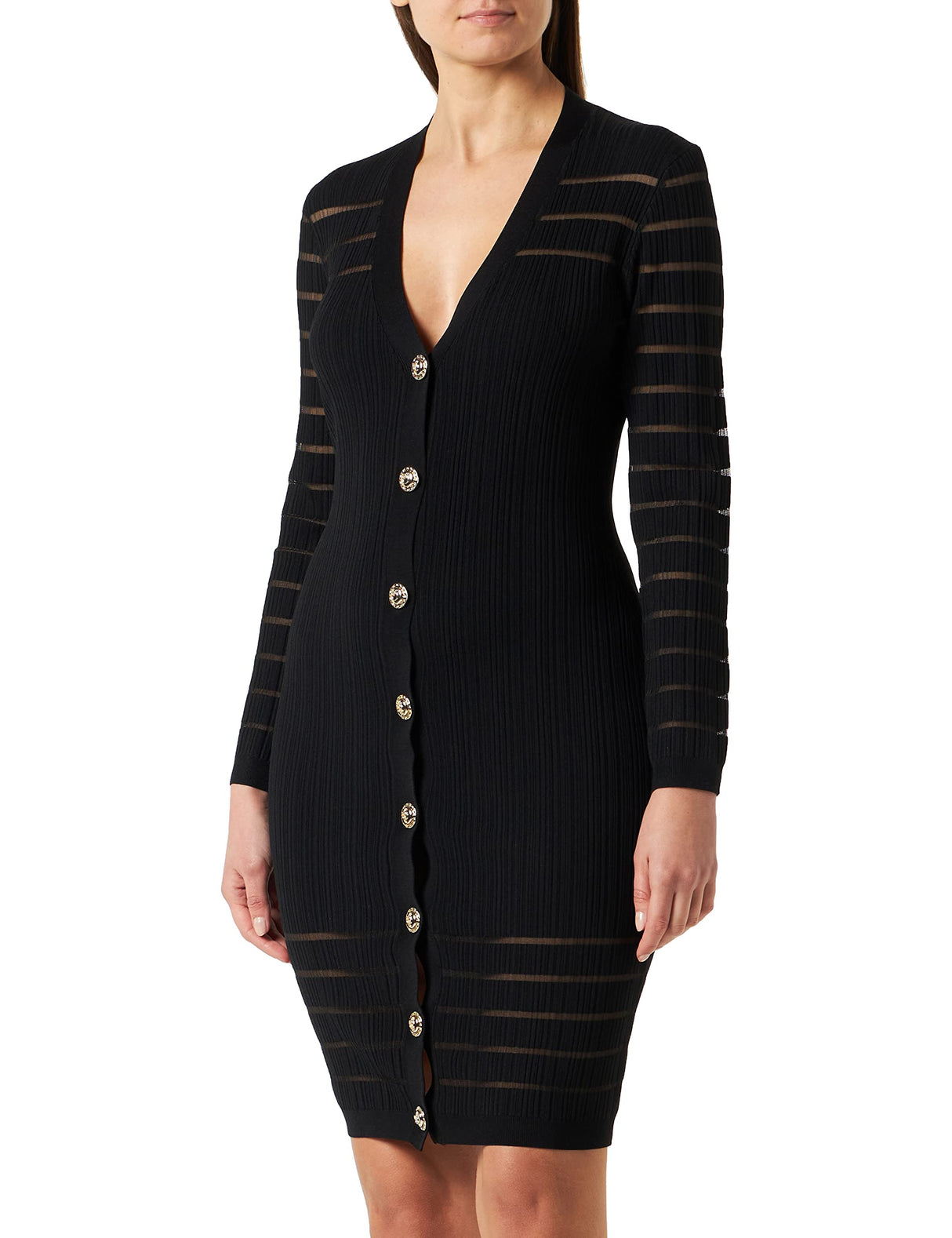Pinko Sangria Vestido Costa Viscosa IR Informal, Z99_Negro Limousine, XL para Mujer