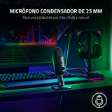 Razer Seiren V2 X - USB-Mikrofon für Streamer (25-mm Mikrofon, Supernieren-Richtcharakteristik, Verstärkungsbegrenzer, Mikrofonüberwachung, Schockdämpfer) Noir