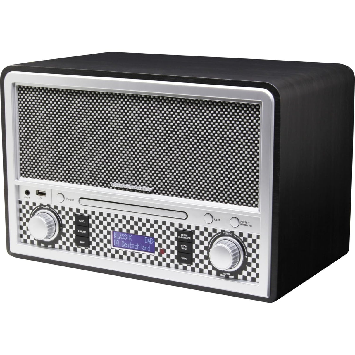 Soundmaster NR955SW Digital 8W Negro, Plata sistema estéreo portátil - Radio CD (Digital, DAB+,FM,PLL, Jugador, CD,CD-R,CD-RW, Reproducir/Pausar, Skip down, Skip up, Stop, 8 W)
