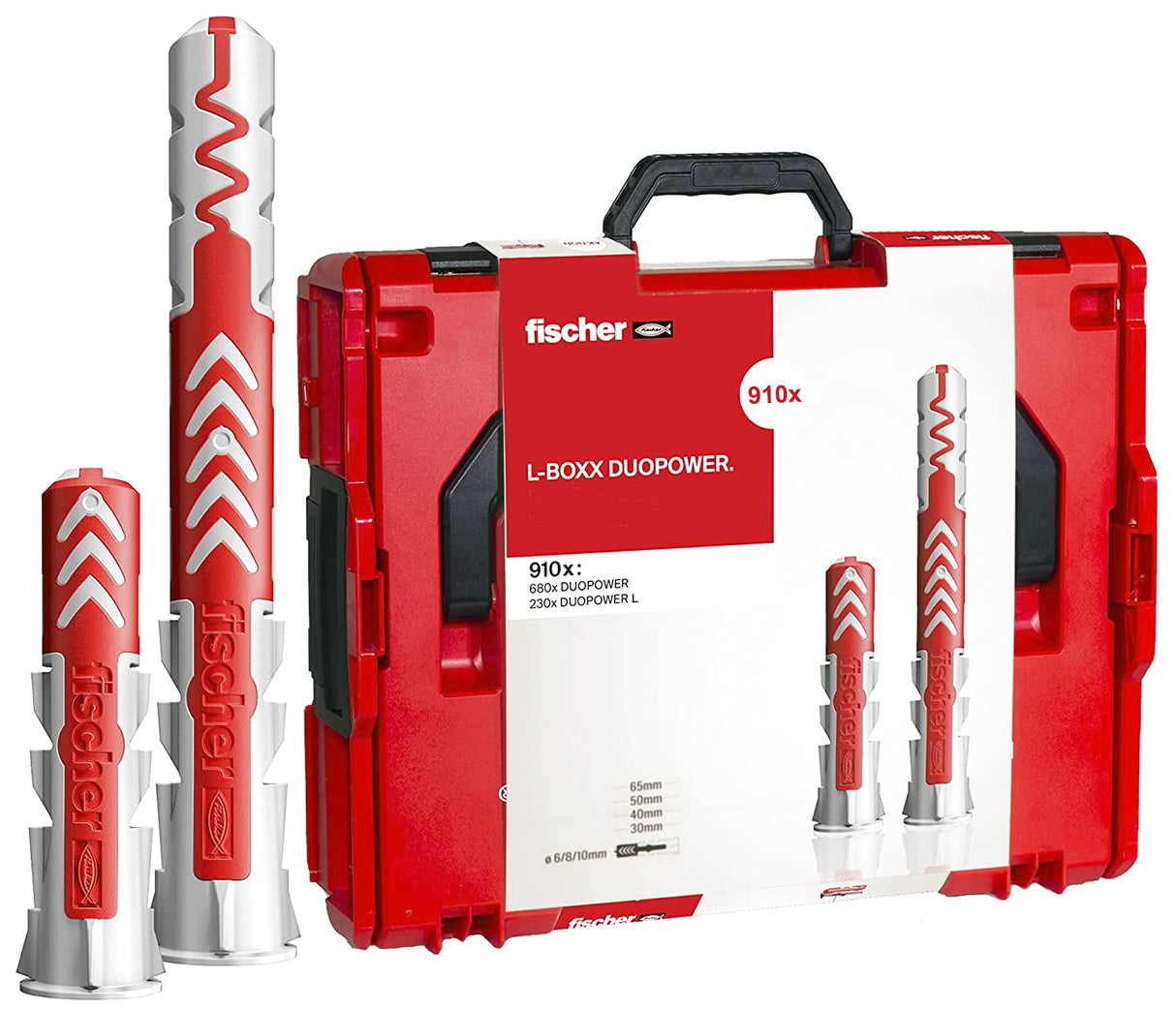 fischer Caja de tacos surtida, Rojo Y Gris, 910 uds