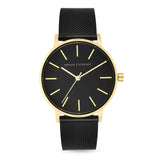 Armani Exchange Orologio da donna, Movimento al quarzo a tre lancette e cassa da 36 mm con cinturino in acciaio inossidabile, Negro y tono dorado