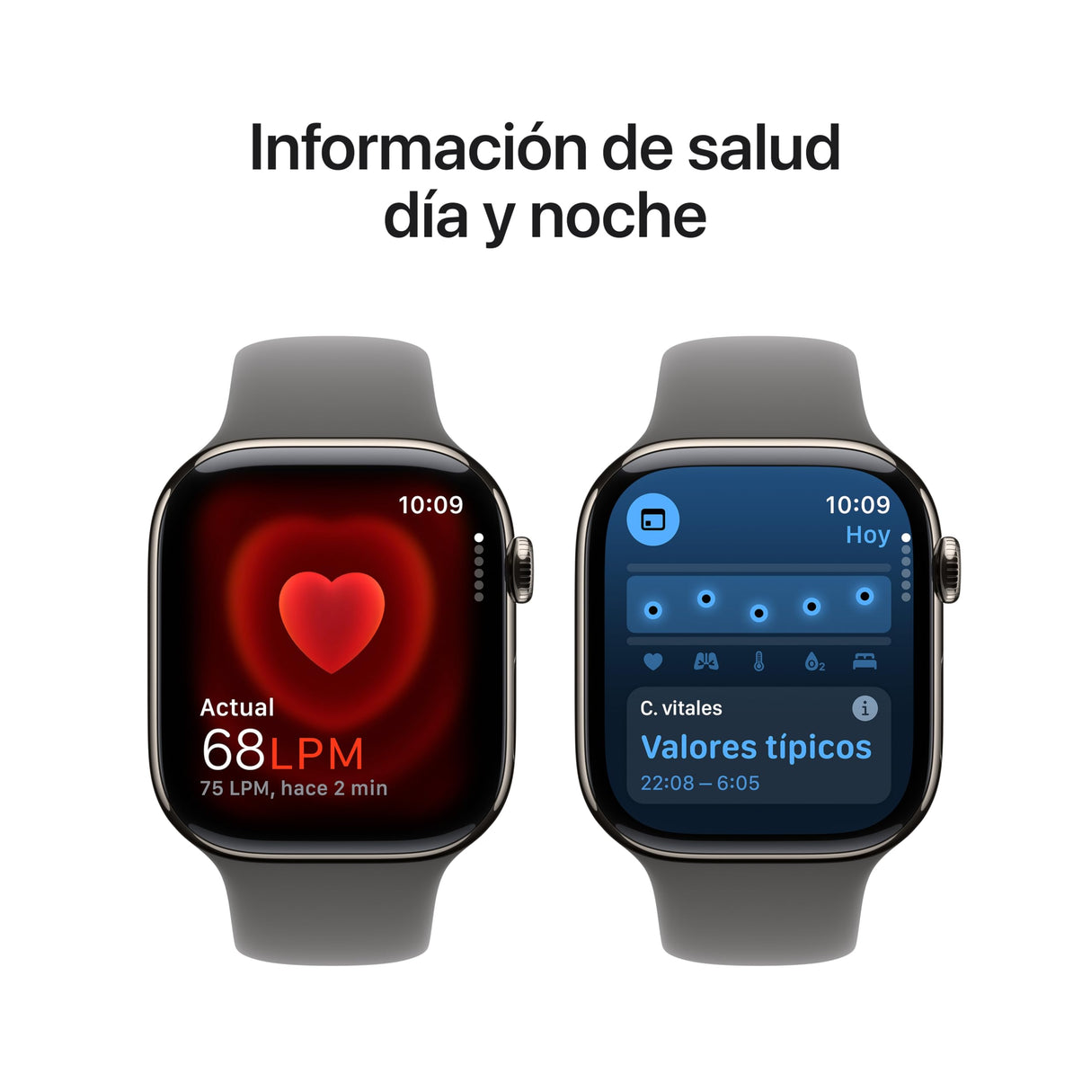 Apple Watch Series 10 GPS + Cellular Smartwatch con Caja de Titanio Natural de 46 mm y Correa Deportiva Gris Piedra - Talla S/M. Monitor de entreno, App ECG, Pantalla Retina Siempre Activa