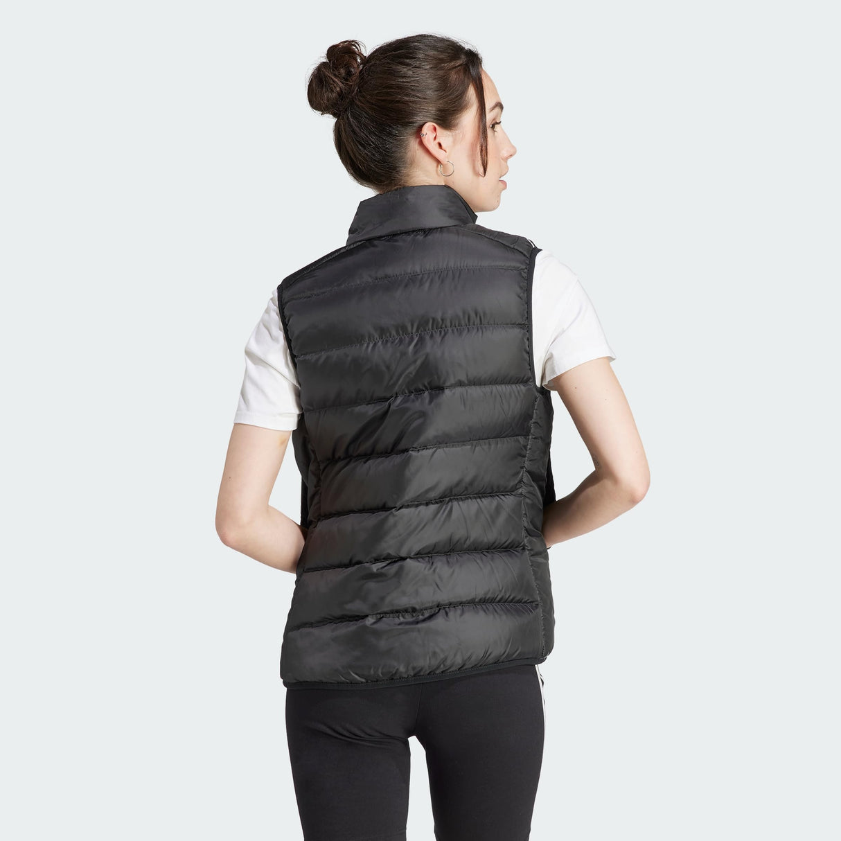 adidas Mujer Essentials 3-Stripes Light Down Vest, Black, L