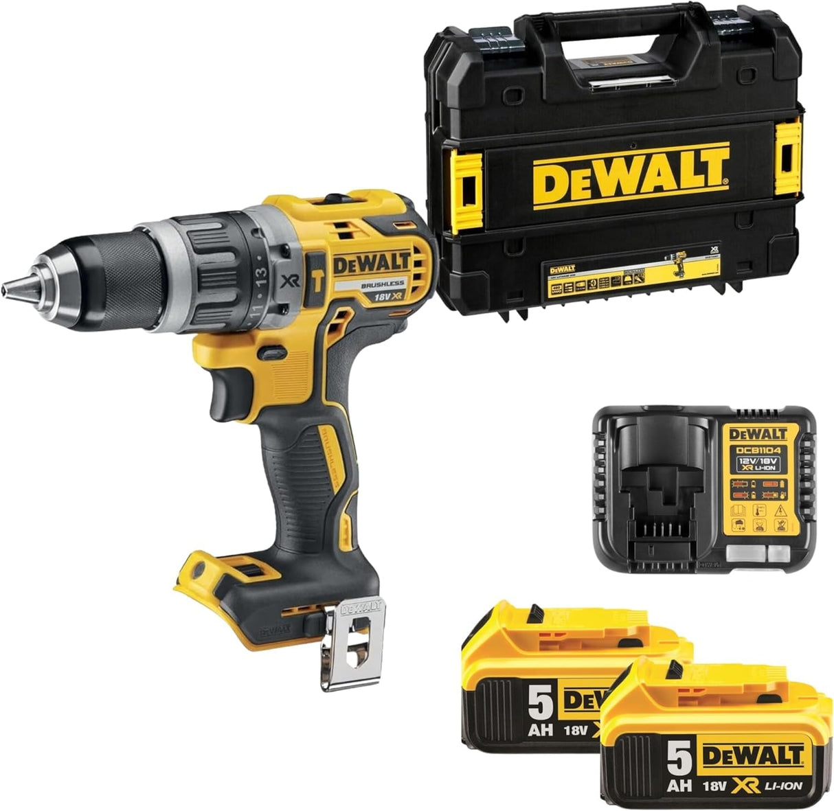 DEWALT Taladro Percutor Sin Escobillas 18V XR, 2 Baterías Li-Ion 5Ah, DCD796P2-QW