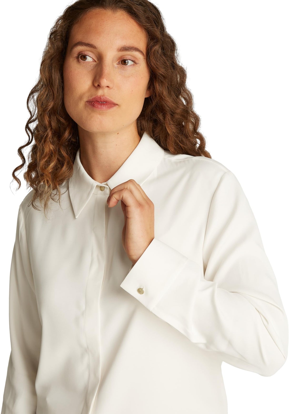 Tommy Hilfiger Camisa Mujer Soft Viscose Regular Fit, Marfil (Ivory Petal), 40