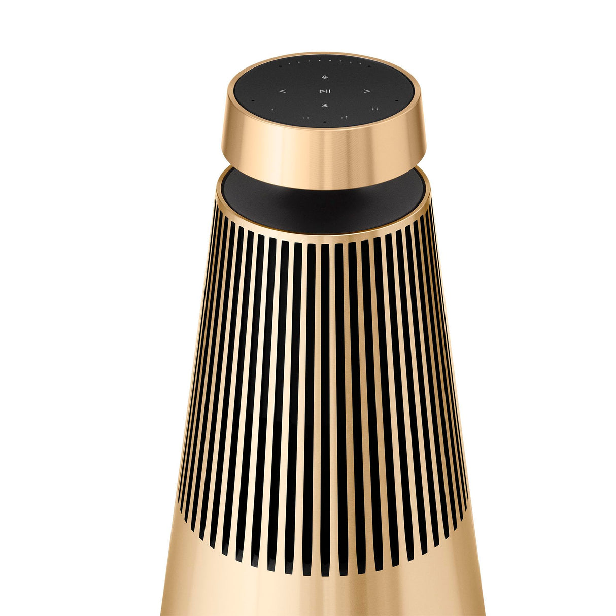 Bang & Olufsen Beosound 2 (3.ª Gen), Elegante y potente altavoz WiFi para el hogar con sonido envolvente de 360 grados, de pie o para estantería, Gold Tone
