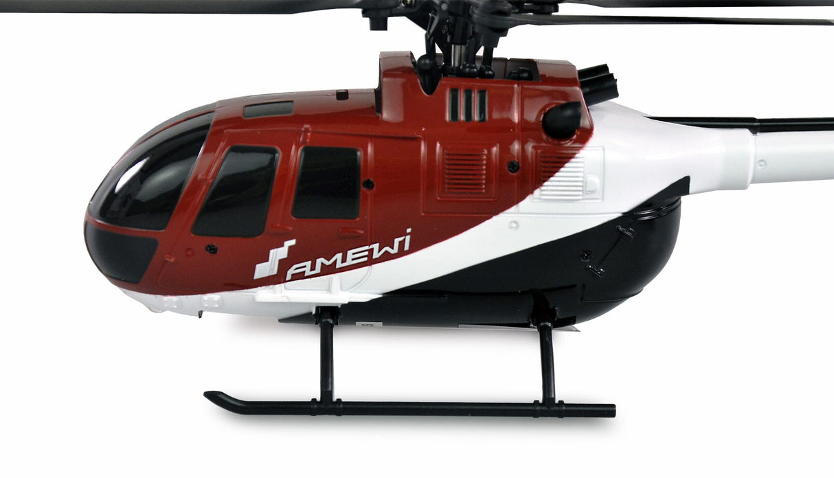 Amewi AFX-105 X Helicóptero 4 Canales 6G RTF Rojo, Blanco y Negro RC Control Remoto