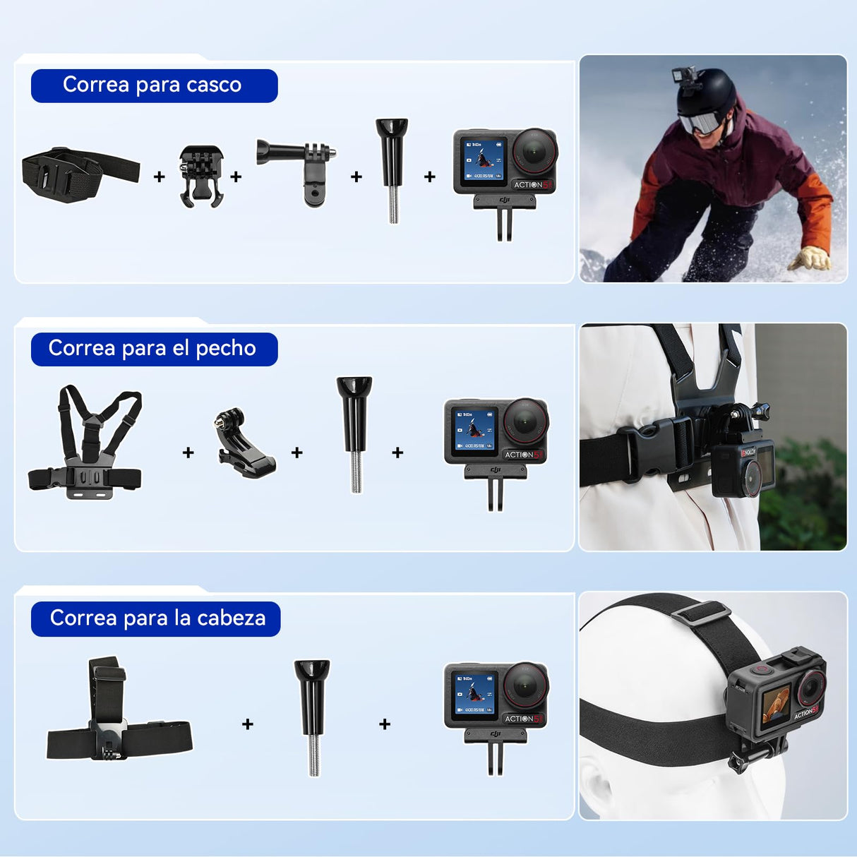 DJI Osmo Action 5 Pro Combo con 58 accesorios, cámara impermeable con sensor de 1/1,3 pulgadas, 4K/120 fps, seguimiento de patrón, estabilización, pantalla táctil OLED dual, cámara de acción 4K, ideal