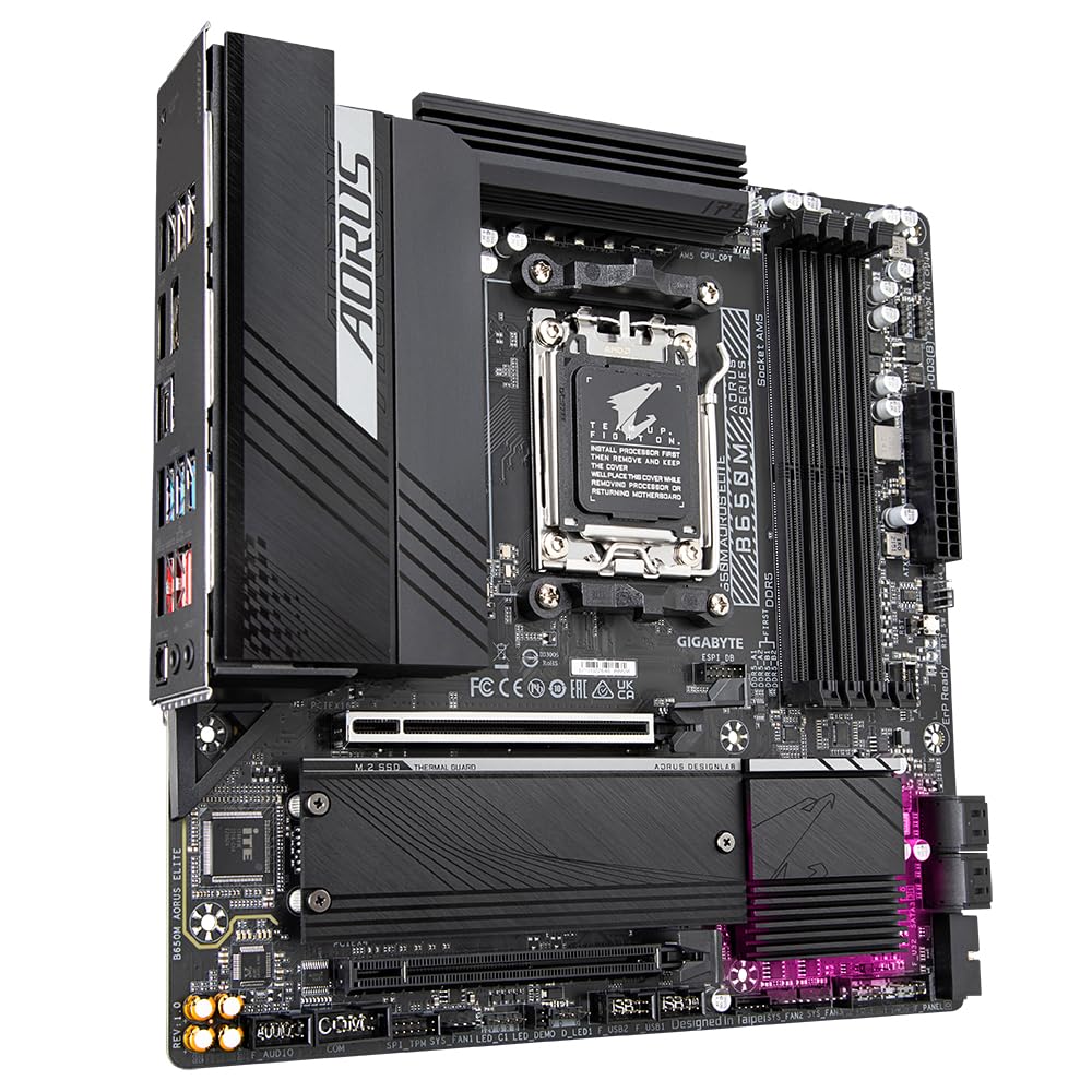 GIGABYTE B650M AORUS Elite Placa Base - Compatible con procesadores AMD Ryzen 9000, VRM de 12+2+2 Fases, hasta 8000 MHz DDR5, 1xPCIe 5.0 + 1xPCIe 4.0 M.2, LAN 2.5GbE, USB 3.2 Gen 2x2