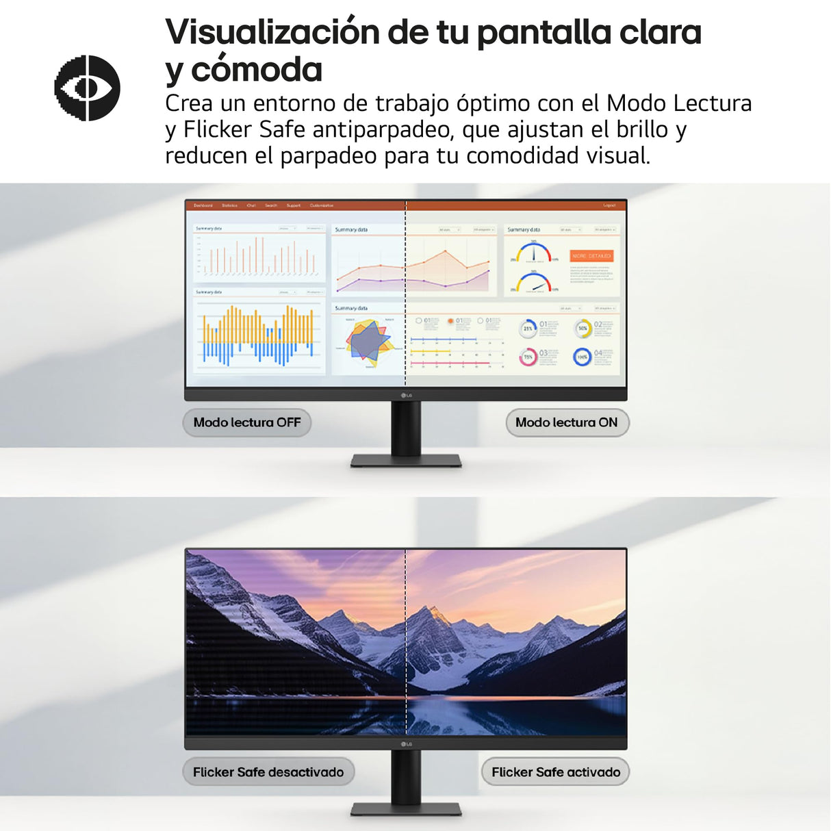 LG 29U511A-B - Monitor UltraWide 29" (2560x1080), 21:9, Panel IPS UWFHD, HDR10, 100Hz, 5ms (GtG), Super Resolution+, Negro con Textura, FlickerSafe, Dual Controller, Inclinación Ajustable, Multitarea