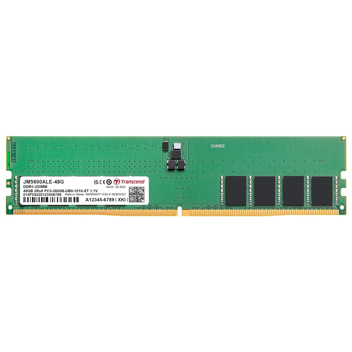 Transcend Módulo de Memoria DDR5 5600MHz CL46 (2Rx8) 48GB para Escritorio - JM5600ALE-48G