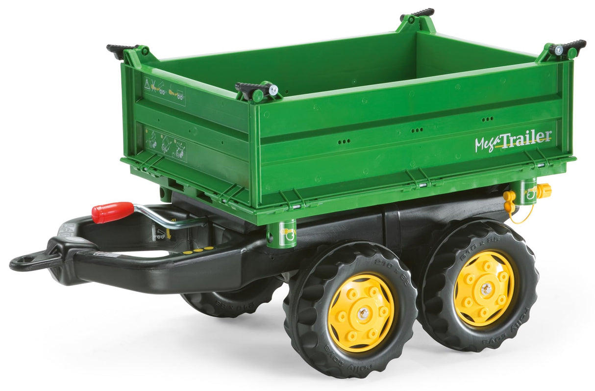 Rolly-rollyMega Trailer Anhänger John Deere Toys 122004-Remolque (niños de 2,5 a 5 años, 3 Lados, Enganche Trasero, Remolque de Dos Ejes), Color Verde, 0 (S2612200)