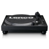 Lenco L-3818 Tocadiscos con accionamiento Directo - Tocadiscos DJ - Pitch Control - 33 y 45 RPM - Preamplificador estéreo - USB - Salida RCA - Digitalización a través de PC - Negro, L-3818BK