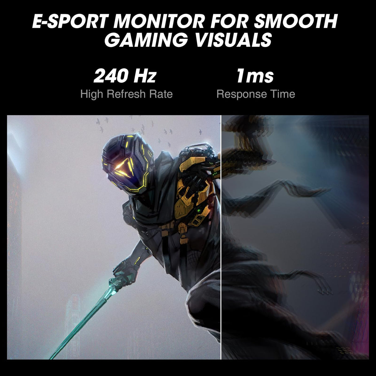 KOORUI Monitor 27 Pulgadas,Monitor Gaming 240Hz, Pantalla Ordenador FHD, 1ms, Adaptive Sync (1920 x 1080p, DCI-P3 90%, SRGB 100%, HDMI, DisplayPort, VESA 75x75)