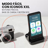 SPC Zeus 2 + Carcasa | Smartphone para Mayores Compatible con App para Control y ubicación remota | Modo fácil, Botones físicos, Iconos XXL | Pantalla 5”, Dos cámaras, 64GB | Base de Carga, Botón SOS