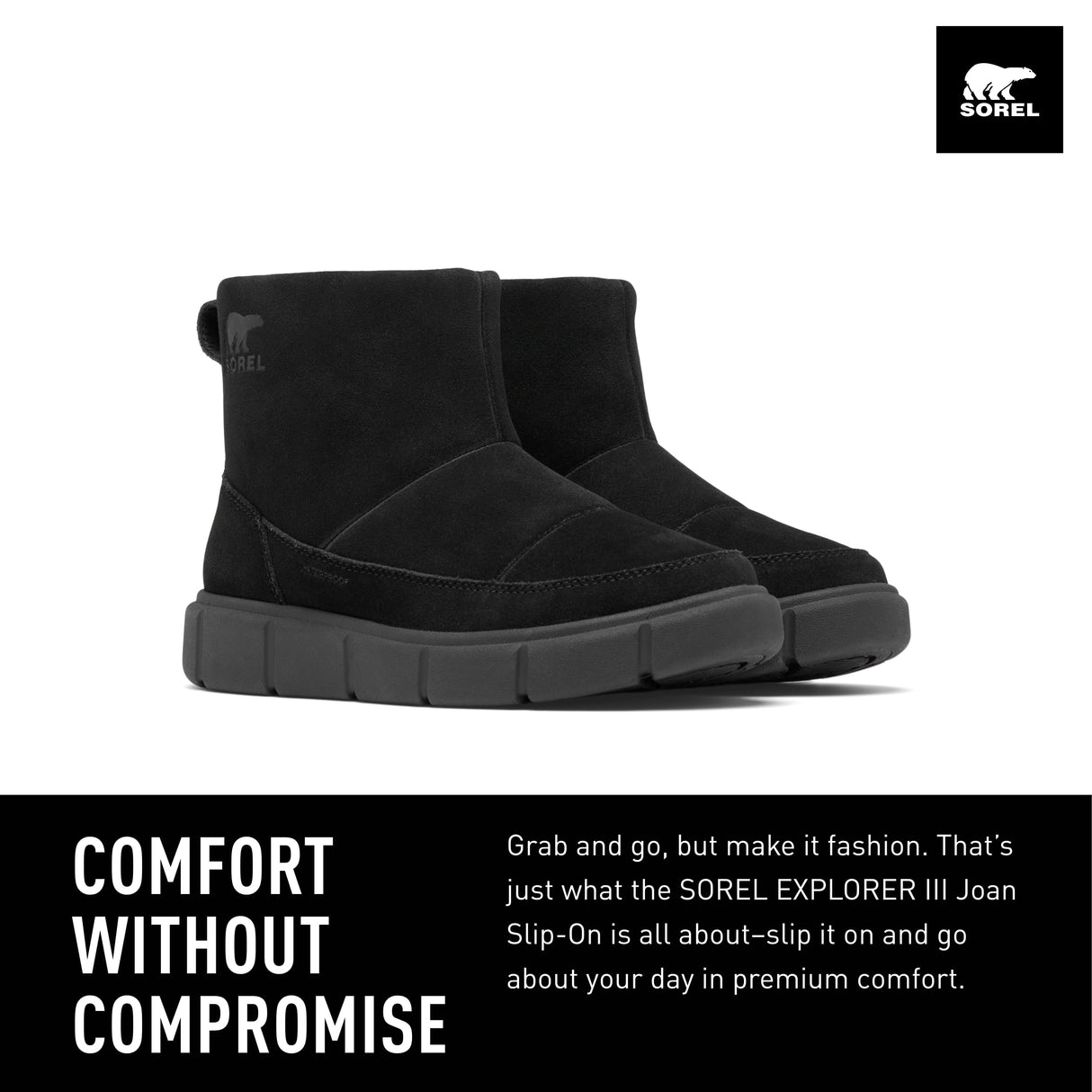 Sorel Explorer 3 Slip-On WP, Botas de moda, Mujer, Black Sea Salt, 39.5 EU