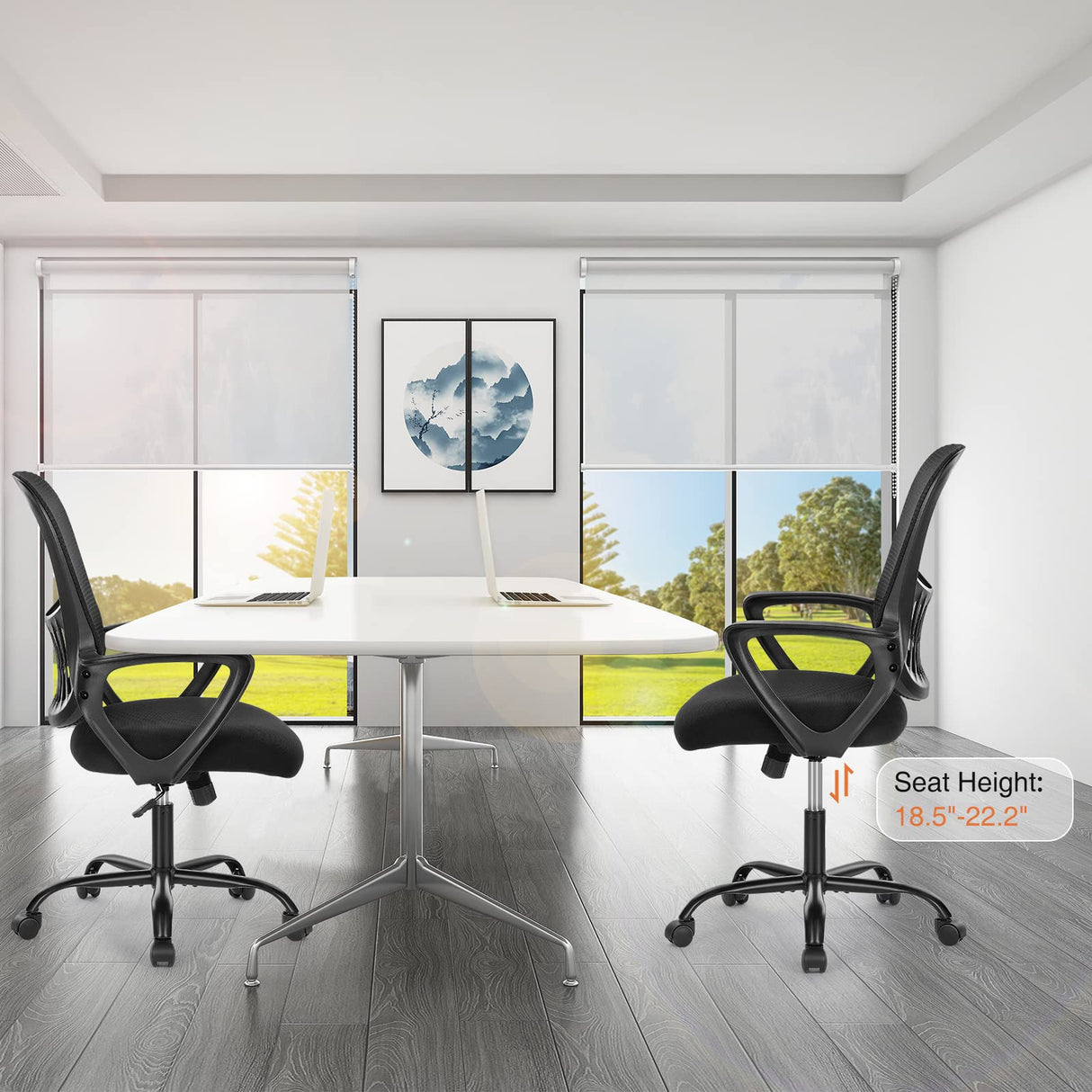 Sweetcrispy Silla de Oficina ergonómica, de Escritorio con Soporte Lumbar, reposabrazos Ajustables, Regulable en Altura, Adecuada para Dormitorio