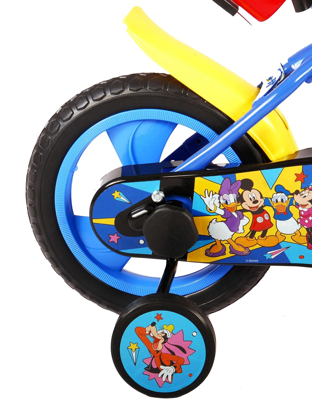 albri Bici Bambino Di Da Pollici Bicicleta Infantil de Mickey de 12 Pulgadas con estabilizadores Laterales y Botella, Bebés niños, Rojo y Azul, Piccola