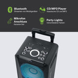 Muse M1920DJ Equipo PA con batería de 300 W con CD, Bluetooth y Efectos de luz (USB, AUX, micrófono, Mando a Distancia), Color Negro