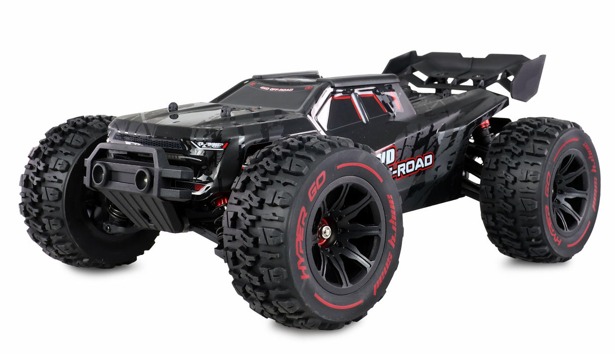 Amewi Hyper GO Truggy sin escobillas 4WD 1:14 RTR Negro Incluye Barra de Ruedas, Piezas de Repuesto, carrocería Dorada
