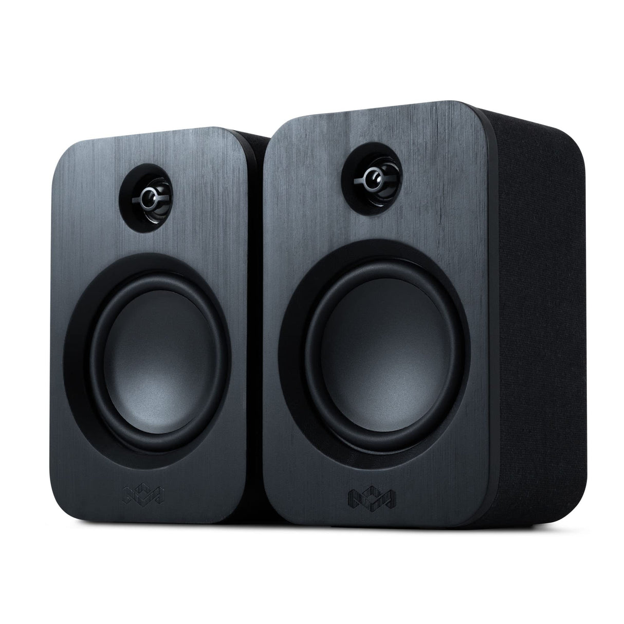 Marley House of Get Together Duo Altavoces de Estantería - Altavoces Activos Bluetooth con Entrada AUX, Compatibles con Tocadiscos y Vinilo, Alta Definición, Diseño Sostenible, Negro