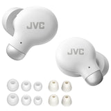 JVC HA-Z250T - Auriculares Inalámbricos con Bluetooth 5.3, 28 Horas de Batería, Certificación IPX4, Solo 5,1g de Peso, Cancelación de Ruido, 3 Pares de Almohadillas de Silicona y 2 de Espuma, Blanco