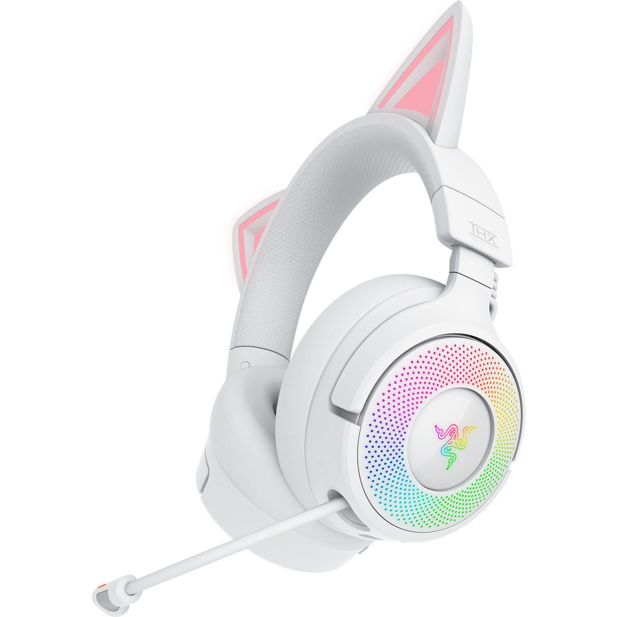 Razer Kraken Kitty V3 Pro - Auriculares inalámbricos RGB Kitty para Juegos - Orejas de Gato reactivas para Streaming - Diafragma 40mm - Hyperspeed Wireless y Bluetooth - THX Spatial Audio | Blanco
