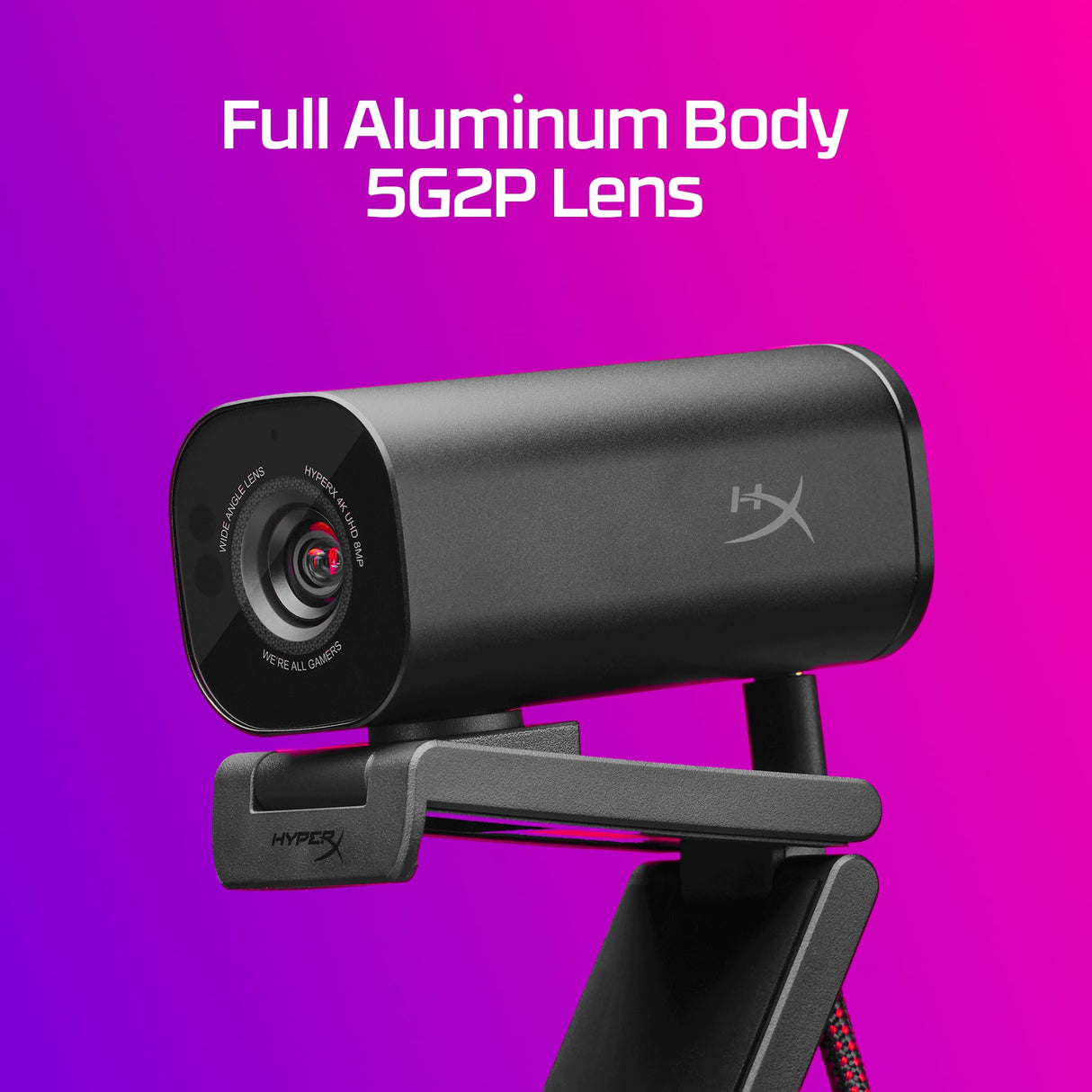 HyperX Vision S - Webcam para Streaming y creacion de Contenido, 4K a 30fps, FHD 1080p a 60fps, Youtube, Gaming Twitch, PC/Mac, Negro