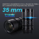 SIRUI Saturn 35mm T2.9 1.6X Full Frame Carbono Fibra Anamorphic Lens, Ligero Cine Cinema Objetivo Lens Lenses Lente para Drones, estabilizadores de cardán de Mano (L Mount Blue Flare)