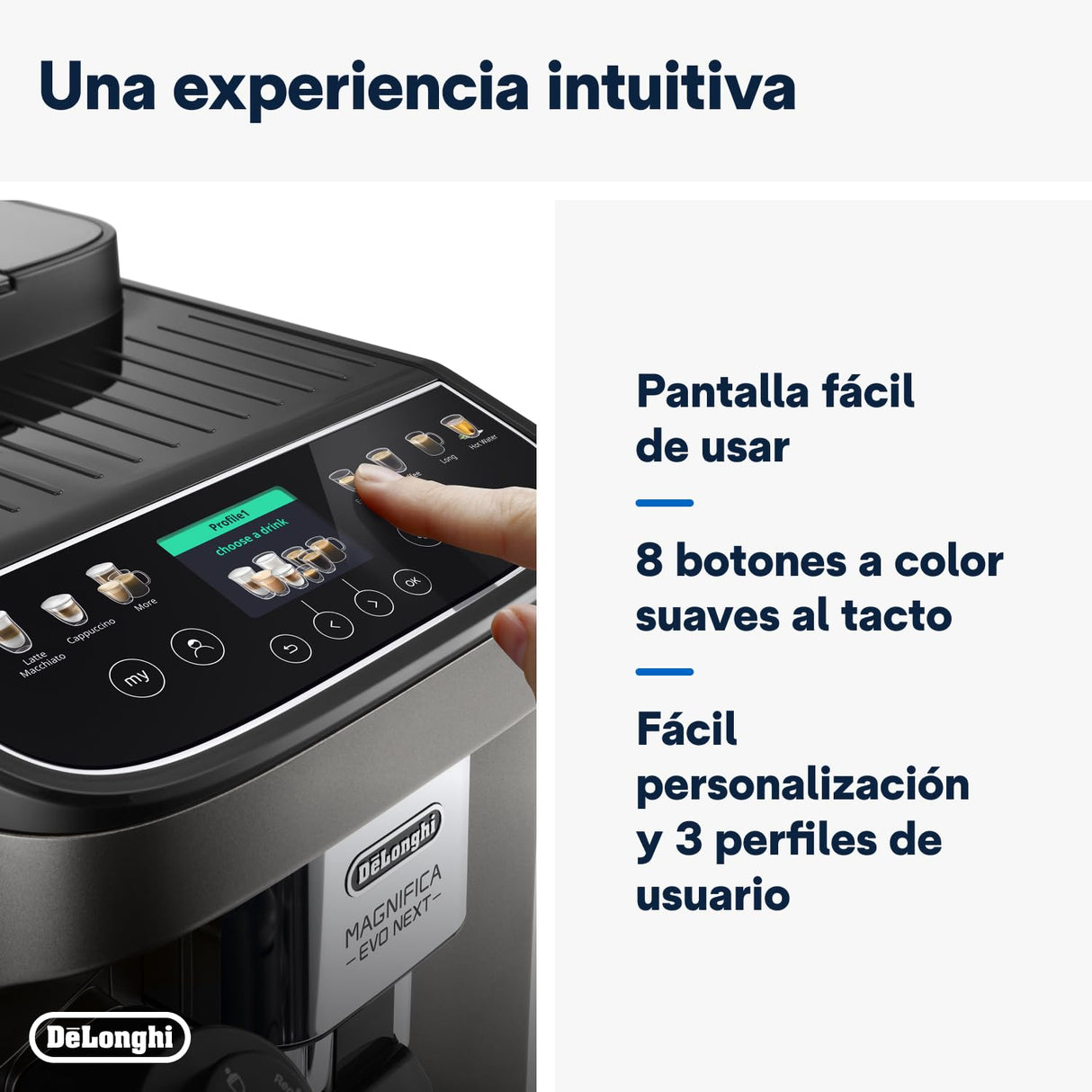 De'Longhi Magnifica Evo Next ECAM312.80.TB, Cafetera Superautomática con Jarra de Leche Automática, Cafetera Espresso con Molinillo, 13 Recetas Café Personalizables, Panel Control Intuitivo y Táctil