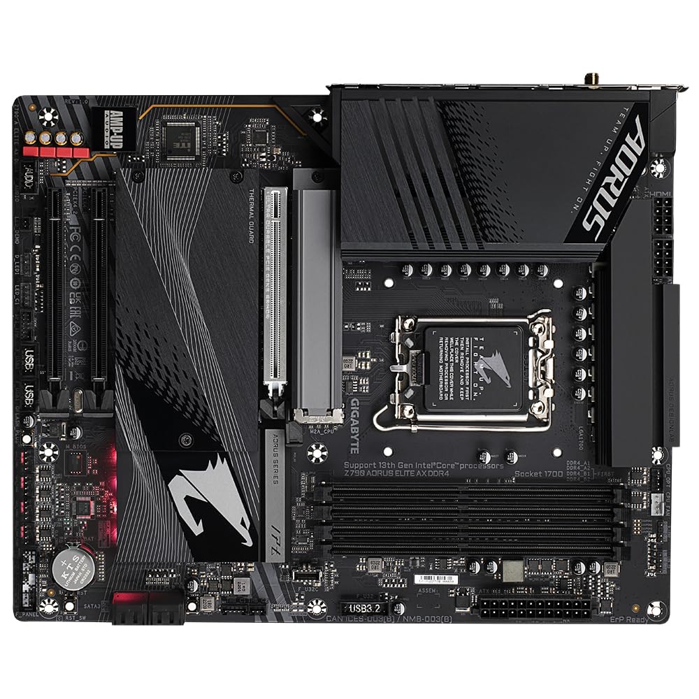 GIGABYTE Z790 AORUS Elite AX DDR4 Placa Base - Compatible con procesadores Intel Core 14th Gen CPUs, 16+1+2 Phases Digital VRM, up to 5333MHz DDR4 (OC), 4xPCIe 4.0 M.2, Wi-Fi 6E, 2.5GbE LAN