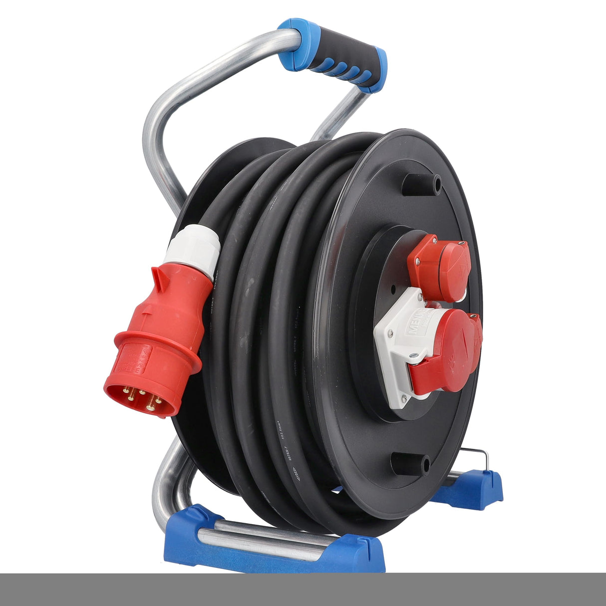 as - Schwabe XPERTS enrollacables CEE de 30 m H07RN-F 5G2,5-2 tomas de tierra de 230 V, 1 toma CEE de 5 polos, 400 V 16 A - con tapa abatible - para uso en exteriores - IP44, 23653