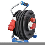 as - Schwabe XPERTS enrollacables CEE de 30 m H07RN-F 5G2,5-2 tomas de tierra de 230 V, 1 toma CEE de 5 polos, 400 V 16 A - con tapa abatible - para uso en exteriores - IP44, 23653