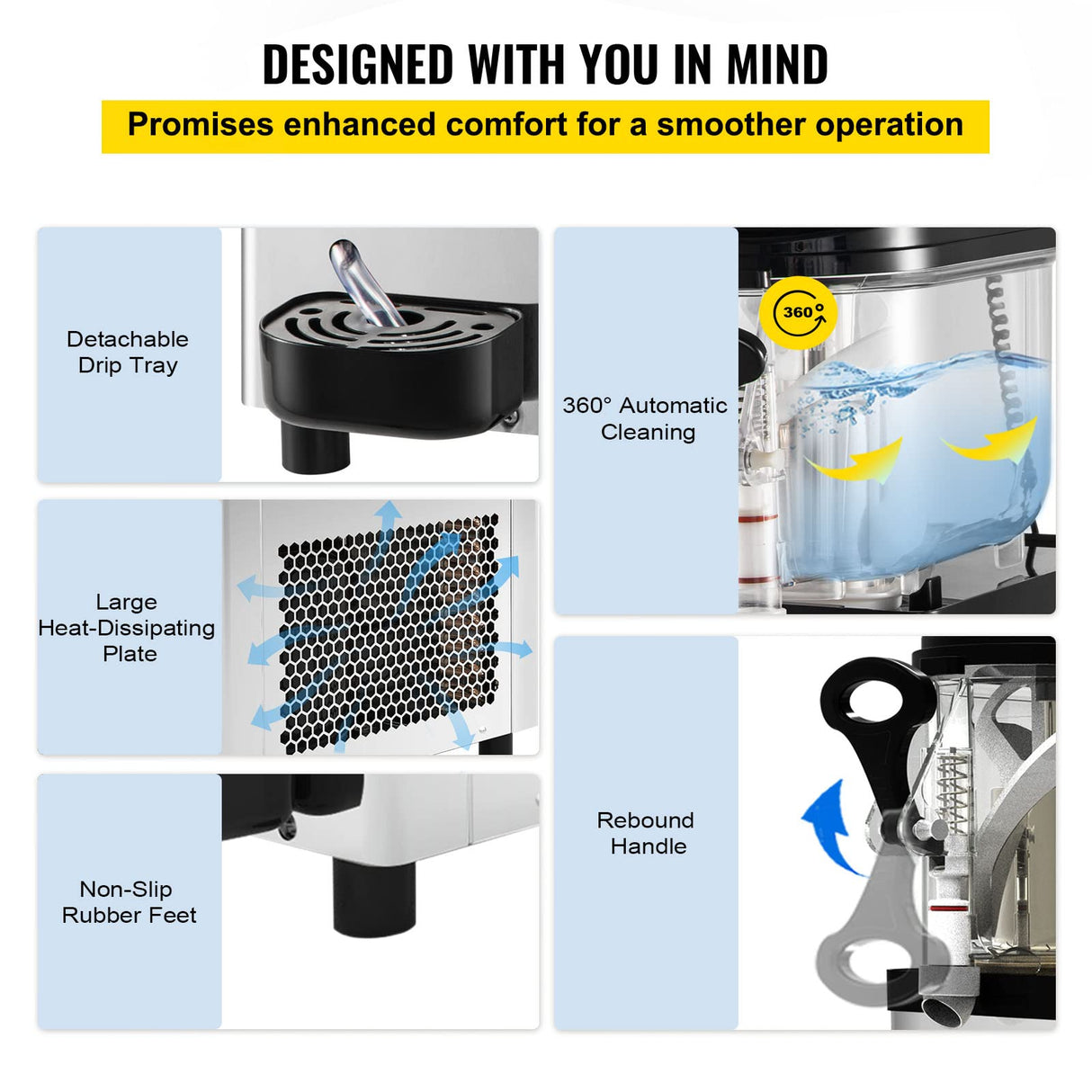 VEVOR, Vevor Máquina de Granizado de Hielo Comercial 6L Máquina para Hacer Granizados Comercial 19x47x60 cm, de Acero Inoxidable 300 W con Agitadores Dobles para Restaurante, Bar
