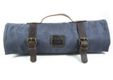 KOTAI | Bolsa Enrollable para Cuchillos de Chef de Cuero | 8 Ranuras para 7 Cuchillos y un Acero para bruñir | Hule Ultra-Resistente | Asas y Correas de Cuero | Bolsillo con Cremallera | Hecho a Mano