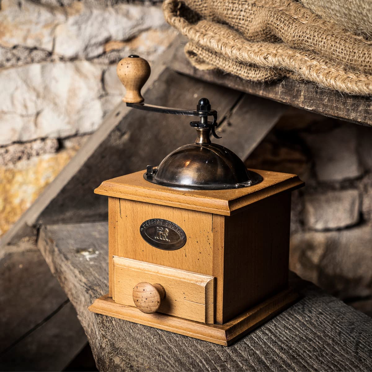 Peugeot Saveurs 31152 Antique Coffee Grinder Antiguos de Madera de 21 cm