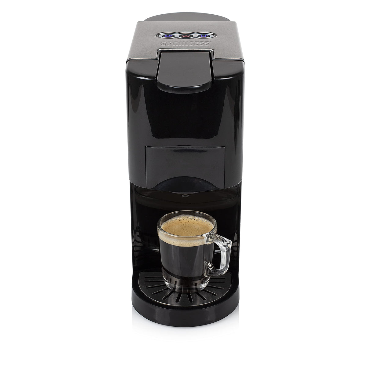 Princess 249451 Máquina de café multicápsulas, adaptadores para cápsulas Nespresso, Dolce Gusto, Lavazza a Modo Mio, monodosis ESE y café molido, 19 bares, depósito de agua extraíble 800 ml, 1450 W