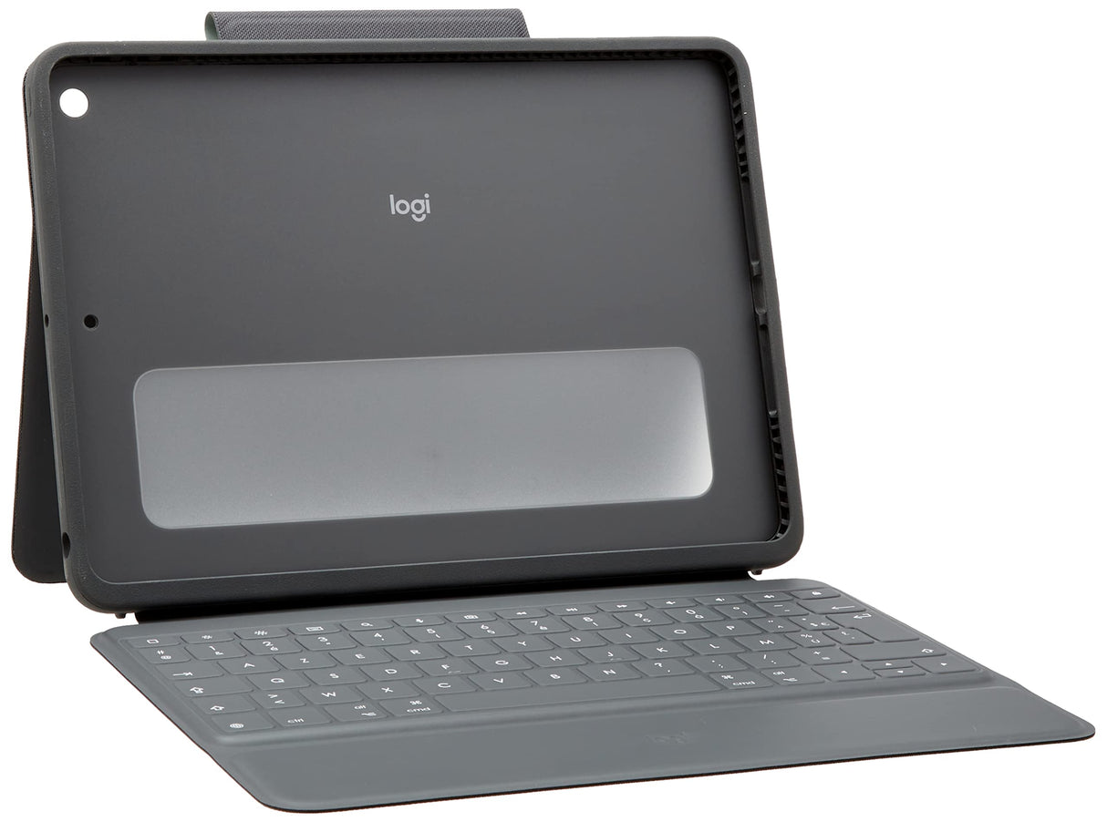 Logitech Rugged Folio para iPad (7.ª, 8.ª y 9.ª generación) Funda con teclado protectora, Disposición AZERTY Francés - Negro