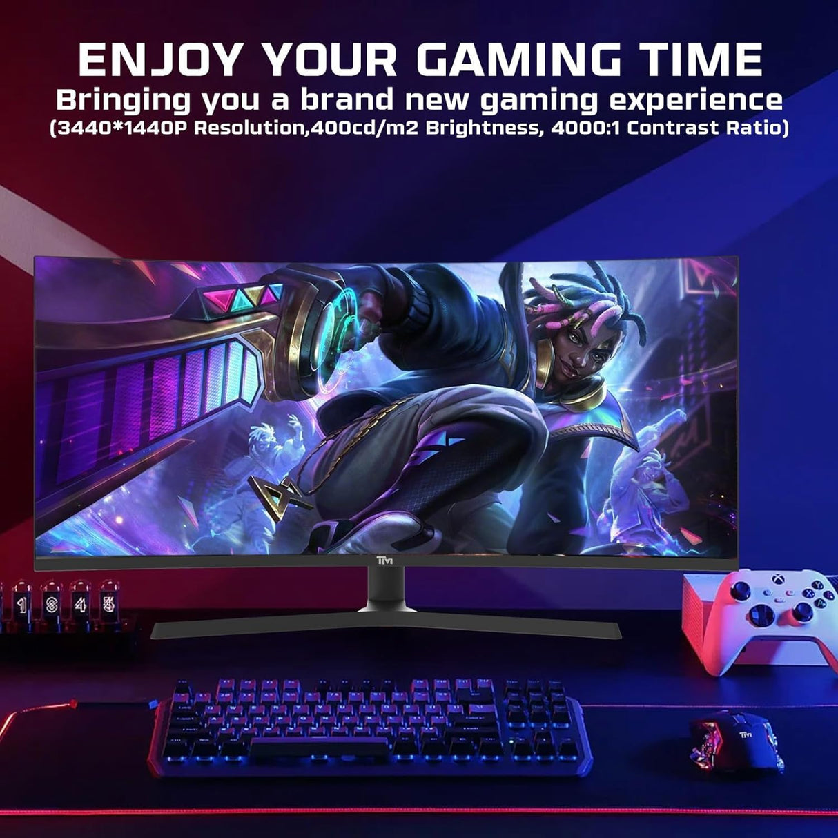 Twisted Minds Monitor para Gaming, Pantalla de 34 Pulgadas Fast IPS - Resolución 2560 x 1440 FHD, frecuencia actualización 165 Hz, relación Aspecto 21:9, Tiempo Respuesta 1 ms - Negro (TM34RWA)