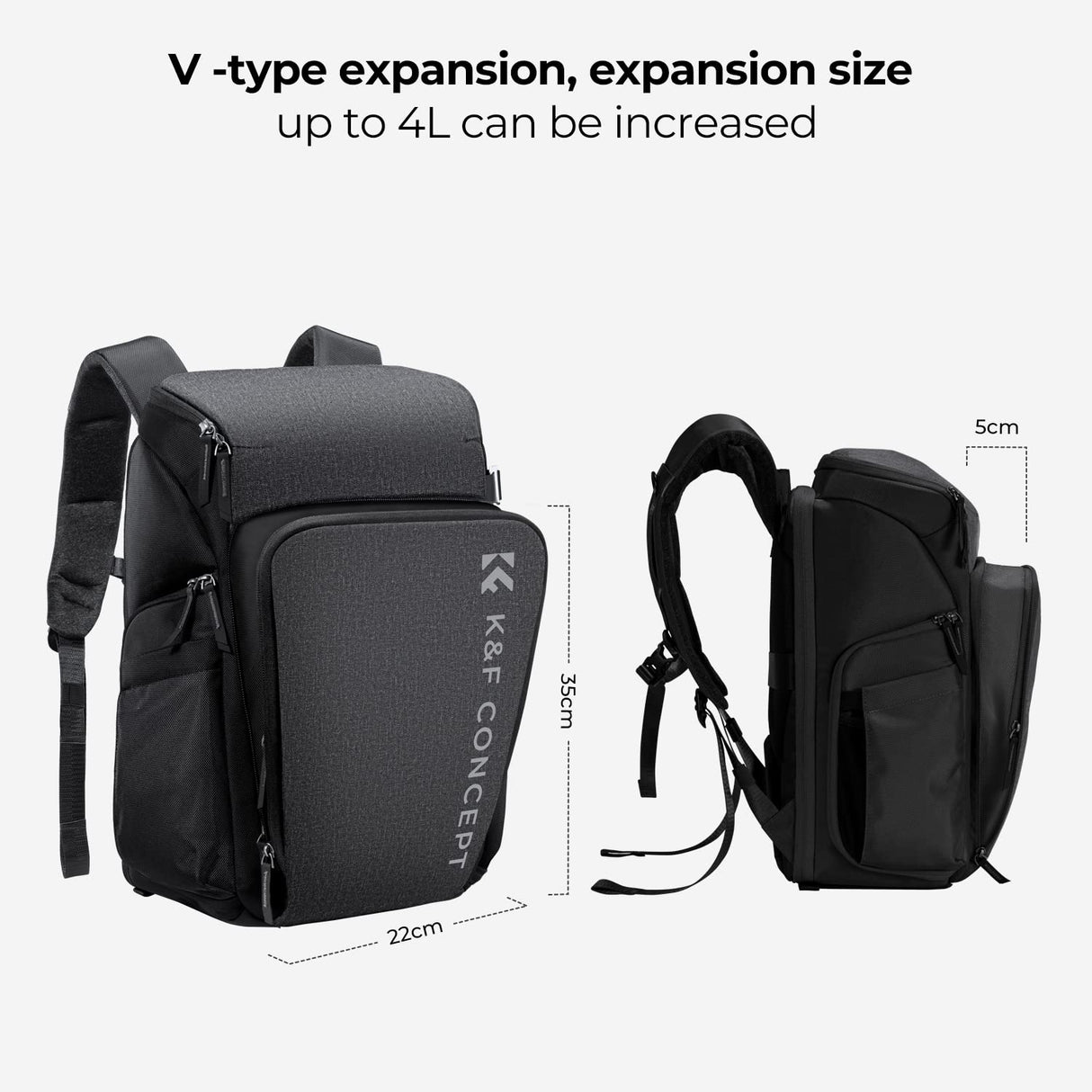 K&F Concept Mochila Cámara Profesional, Bolsa Fotógrafos Cámara Impermeable de Gran Capacidad para Camera Reflex Digital DSLR, Adecuado para viajes al aire libre senderismo fotografía Gris