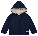 loud + proud Wollfleece mit Kapuze, Gots Zertifiziert Chaqueta de Forro Polar de Lana, Ultramarine, 134-140 Unisex niños