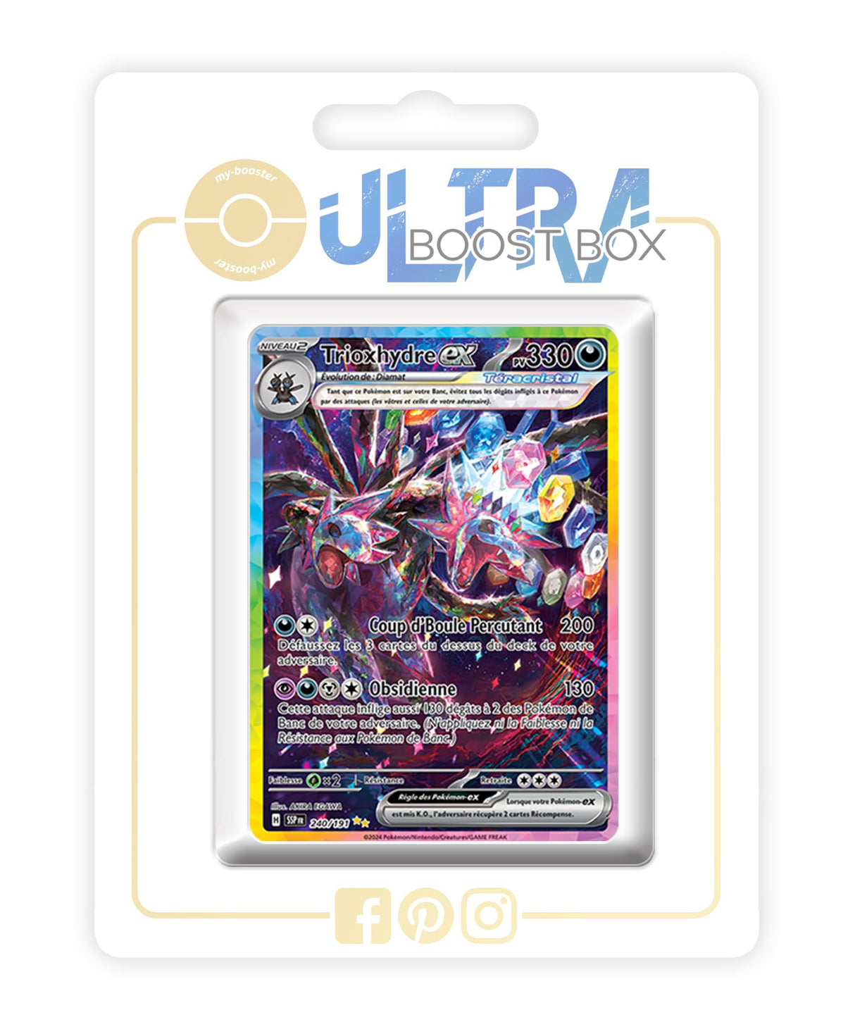 Trioxhydre ex (Hydreigon ex) 240/191 Alternativo Pokémon Gallery Teracristal Secreta - Ultraboost X Écarlate et Violet 8 - Étincelles Déferlantes Box de 10 Cartas Pokémon Francés