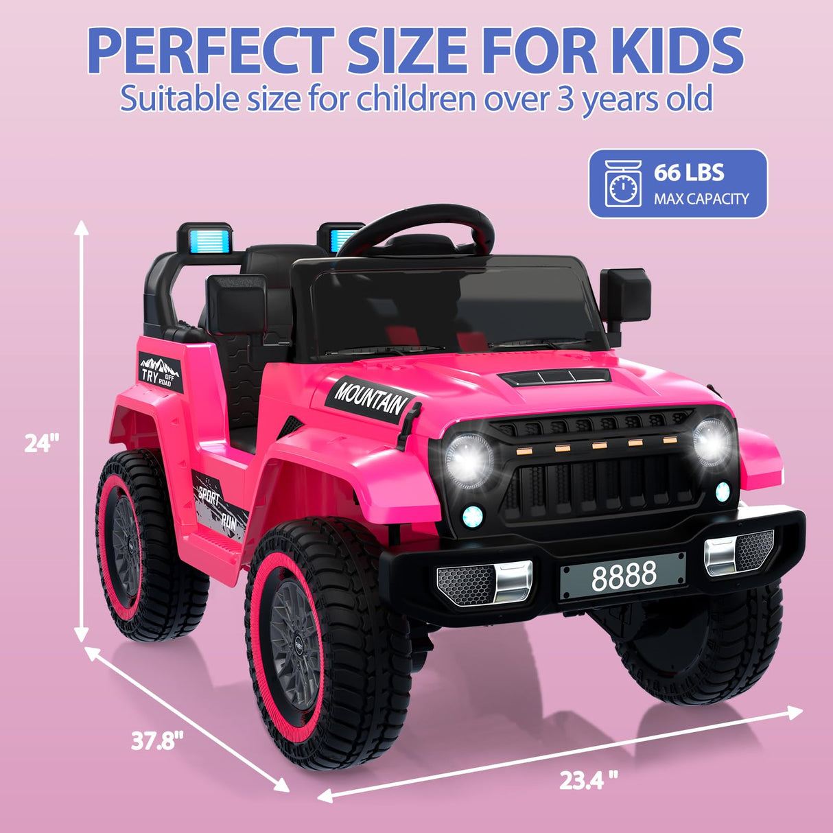 Coche eléctrico para niños de 12 V, Coche Infantil con Mando a Distancia de 2,4 G, Coche eléctrico con Bluetooth, música, claxon y Faros, 3-6,5 km/h, vehículo Infantil eléctrico para niños de 3 a 8