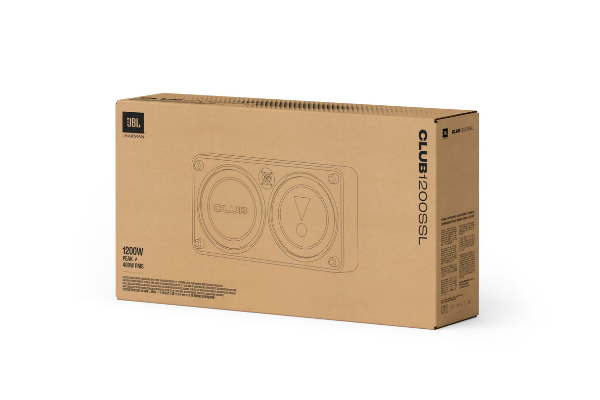 JBL Club 1000SSL - Subwoofer pasivo de 10 Pulgadas, Carcasa Plana Cerrada con Membrana pasiva, Robusto y Ahorra Espacio, 1200 W, subwoofer pasivo con Controlador de Aluminio para Graves precisos