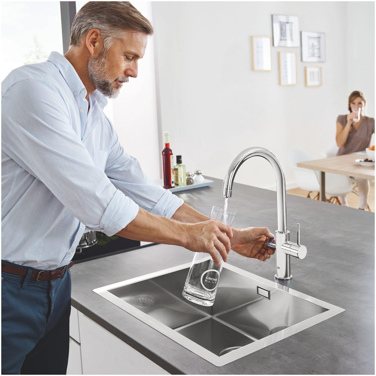 Grohe Blue Home Starter Kit - grifo de cocina con filtro de agua, caño en C (‎31455001)
