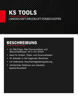 KS Tools 515.5415 Amoladora recta neumática de eje largo, 23 000 rpm