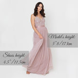 Maya Deluxe Maya Vestido Maxi Sin Mangas con Detalle de Rayas promoción, Rosa Esmerilado, 44 para Mujer