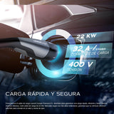 Launch Cable de Carga Tipo 2-22kW 7M 32A para Coche eléctrico, Ideal para EV/PHEV Tipo 2 a Tipo 2, 3 Fases, IP55, con Bolsa de Transporte. Compatible con vehículos T-Mode y E-Golf.