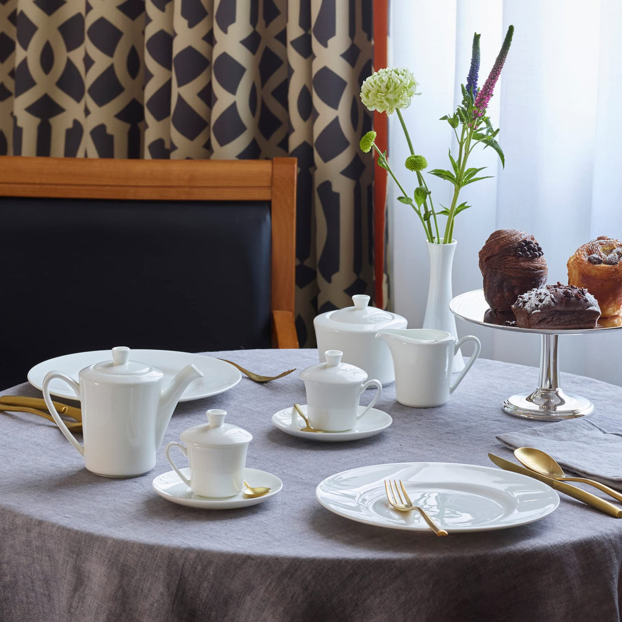 Rosenthal 61040-800001-18735 - Juego de café de Porcelana (18 Piezas), Color Blanco